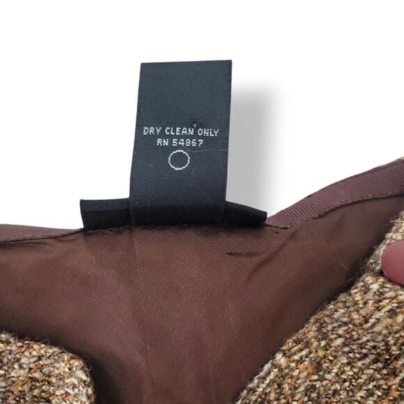 Vintage 90s Express Floral Embroidered Wool Tweed A-line Skirt in Brown Size 7/8 - Picture 9 of 10